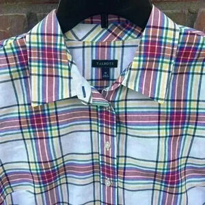 Talbots Cotton Long Sleeve Preppy Plaid Button Up Size Medium